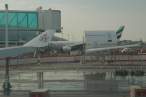 DXB Dubai International Airport - Terminal 1 with Airbus A380 mock-up at the gate in january 2006 3008x2000.jpg